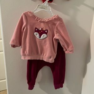 Little me fox outfit, velvet/velour